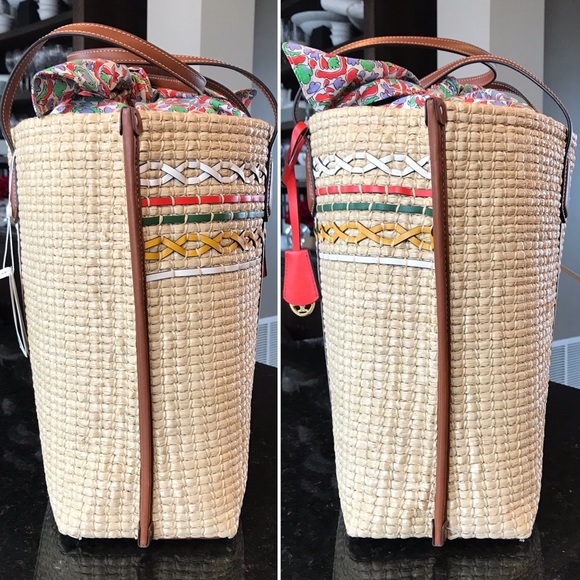 New Tory Burch Perry Straw Oversized Tote Bag - Picture 6 of 16